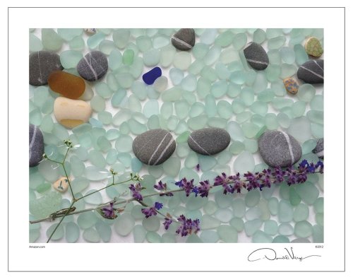 SEA GLASS AND FLOWER POSTER